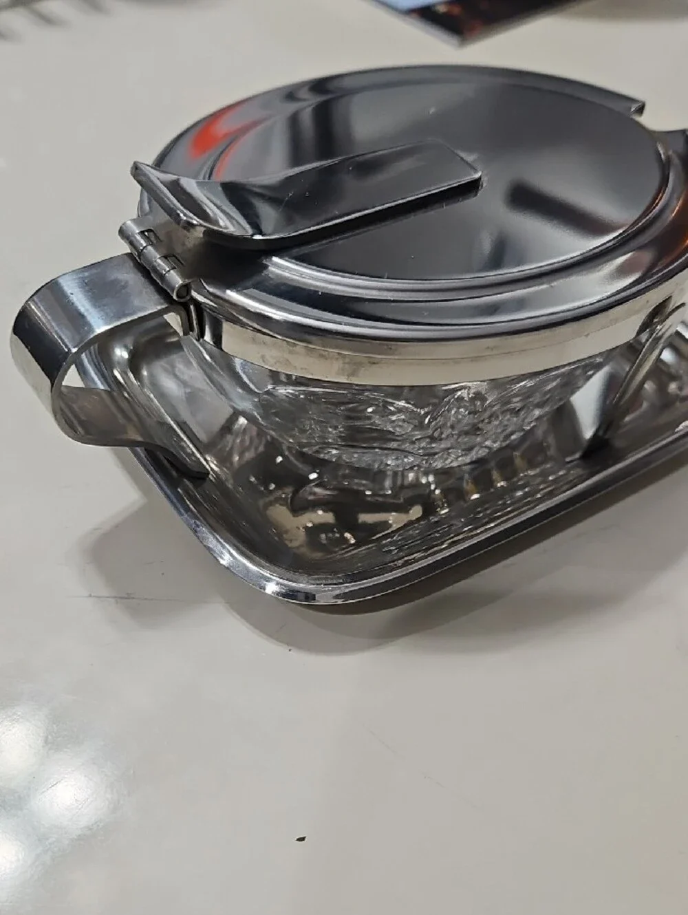 Vintage Style Silver-Plated Covered Crystal Butter Dish